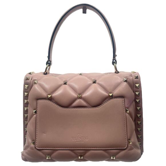 Valentino Garavani Candystud Medium Top Handle Leather Bag Rockstud Pink - Picture 6 of 16